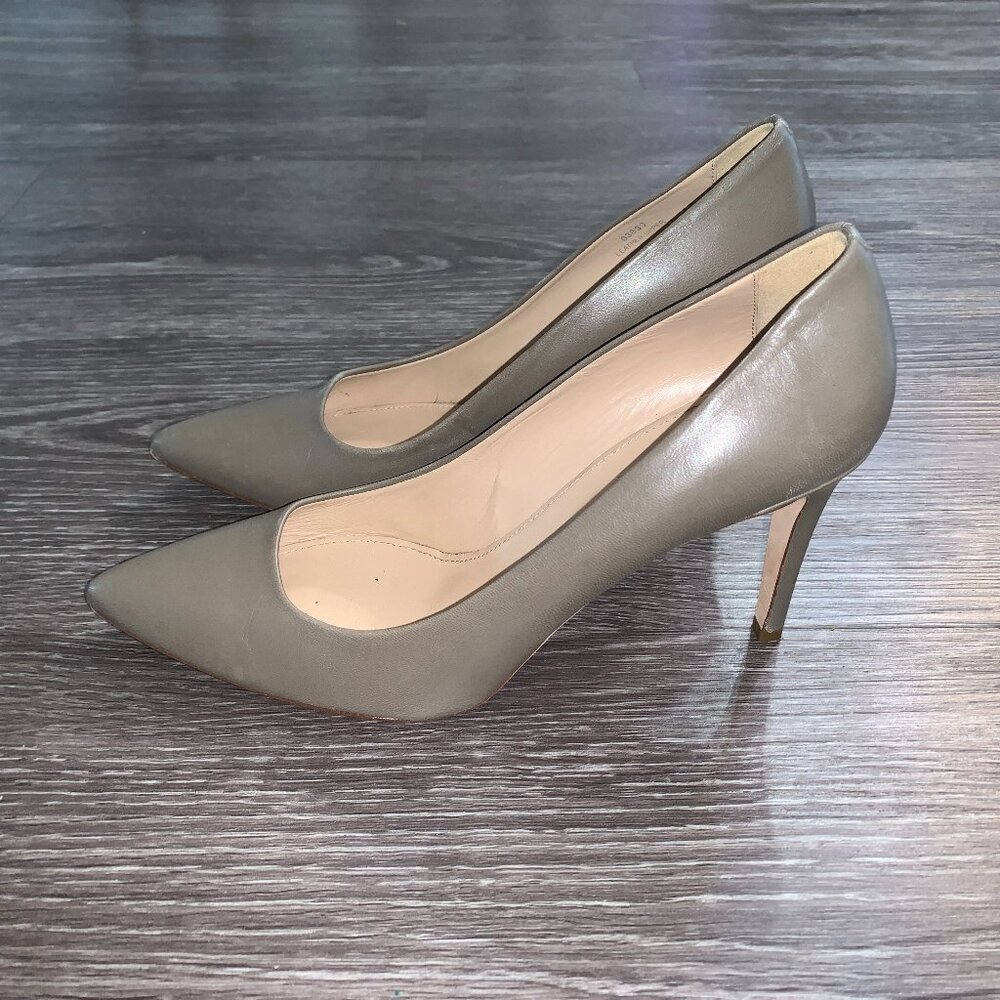 Vintage J. Crew Nude Grey Leather Heels Sz. 9 Italy